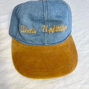 Blue and Brown Cap with Embroidered Logo